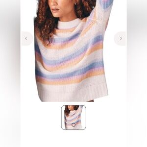 White + Warren Feather Weight Striped crewneck pastel sweater
